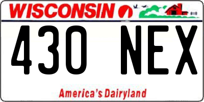 WI license plate 430NEX