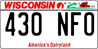 WI license plate 430NFO