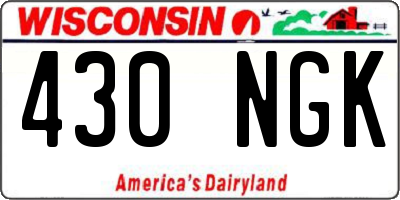 WI license plate 430NGK