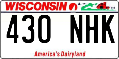 WI license plate 430NHK