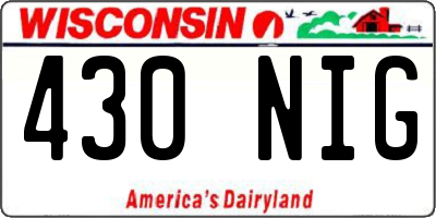 WI license plate 430NIG