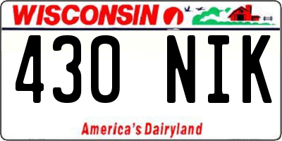 WI license plate 430NIK