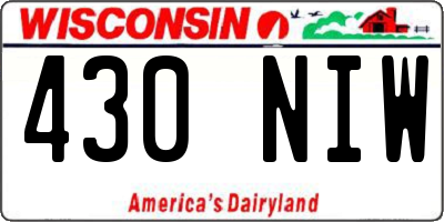 WI license plate 430NIW