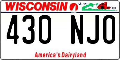WI license plate 430NJO