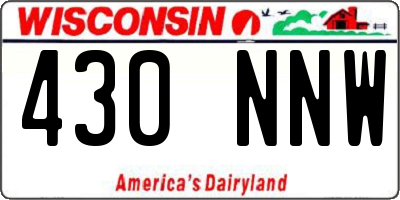 WI license plate 430NNW