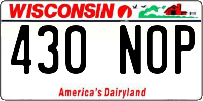 WI license plate 430NOP