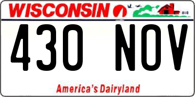 WI license plate 430NOV