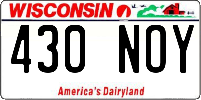 WI license plate 430NOY