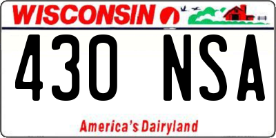 WI license plate 430NSA