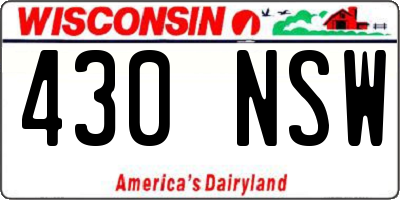 WI license plate 430NSW