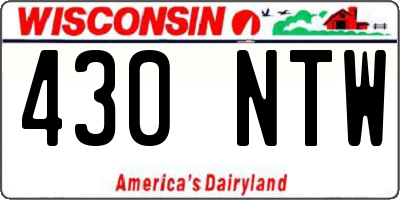 WI license plate 430NTW