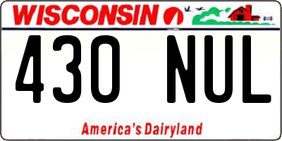 WI license plate 430NUL