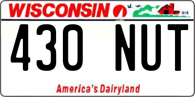 WI license plate 430NUT