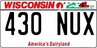 WI license plate 430NUX