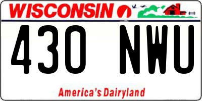 WI license plate 430NWU