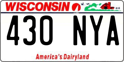 WI license plate 430NYA