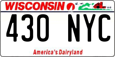 WI license plate 430NYC