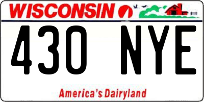 WI license plate 430NYE