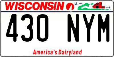 WI license plate 430NYM