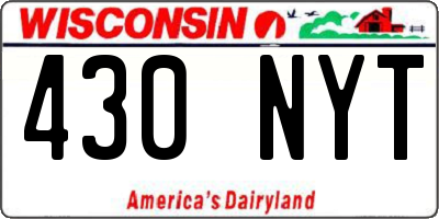 WI license plate 430NYT