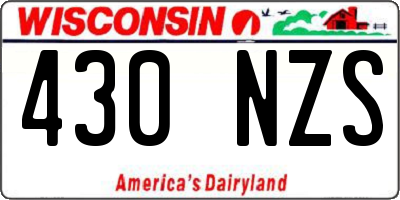 WI license plate 430NZS