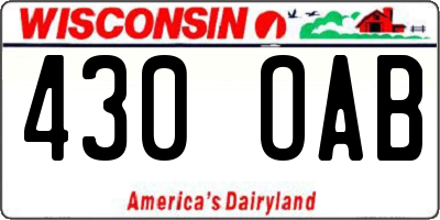 WI license plate 430OAB