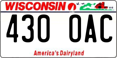 WI license plate 430OAC