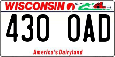 WI license plate 430OAD