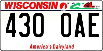 WI license plate 430OAE