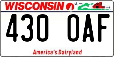 WI license plate 430OAF