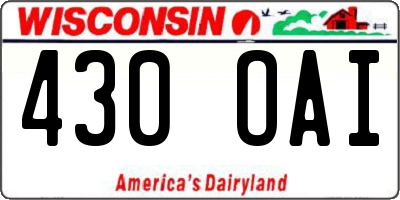 WI license plate 430OAI