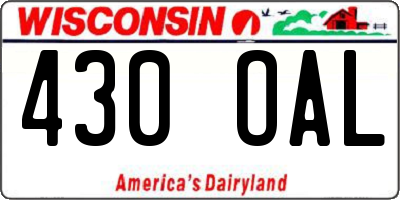 WI license plate 430OAL