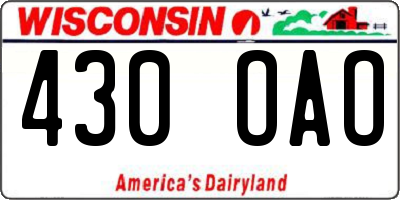 WI license plate 430OAO
