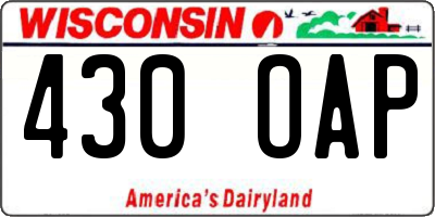 WI license plate 430OAP