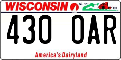 WI license plate 430OAR