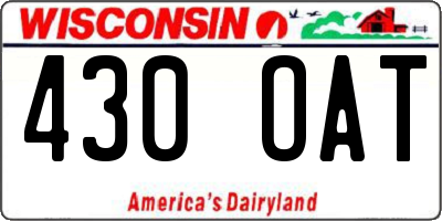 WI license plate 430OAT