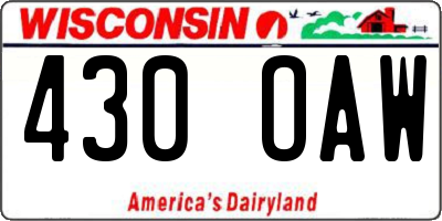 WI license plate 430OAW