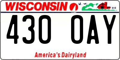 WI license plate 430OAY