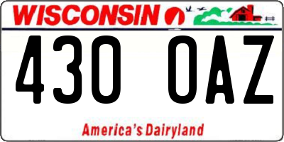 WI license plate 430OAZ