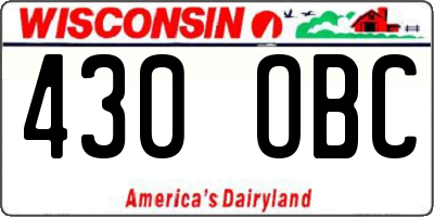 WI license plate 430OBC