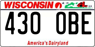 WI license plate 430OBE