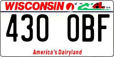WI license plate 430OBF