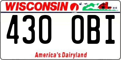 WI license plate 430OBI