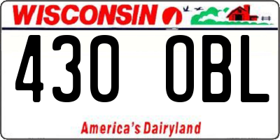 WI license plate 430OBL