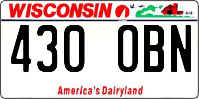 WI license plate 430OBN