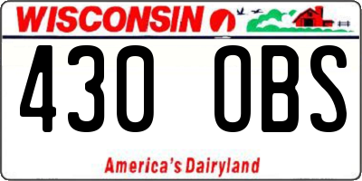WI license plate 430OBS
