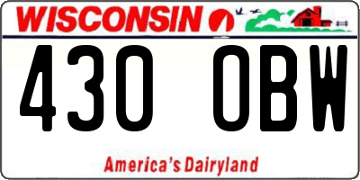 WI license plate 430OBW