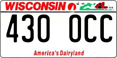 WI license plate 430OCC
