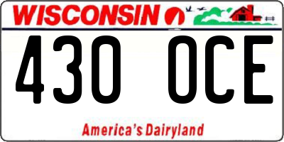 WI license plate 430OCE
