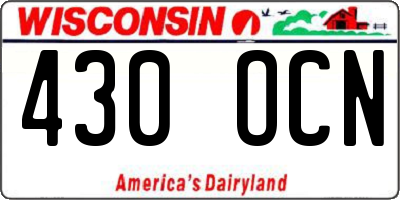 WI license plate 430OCN